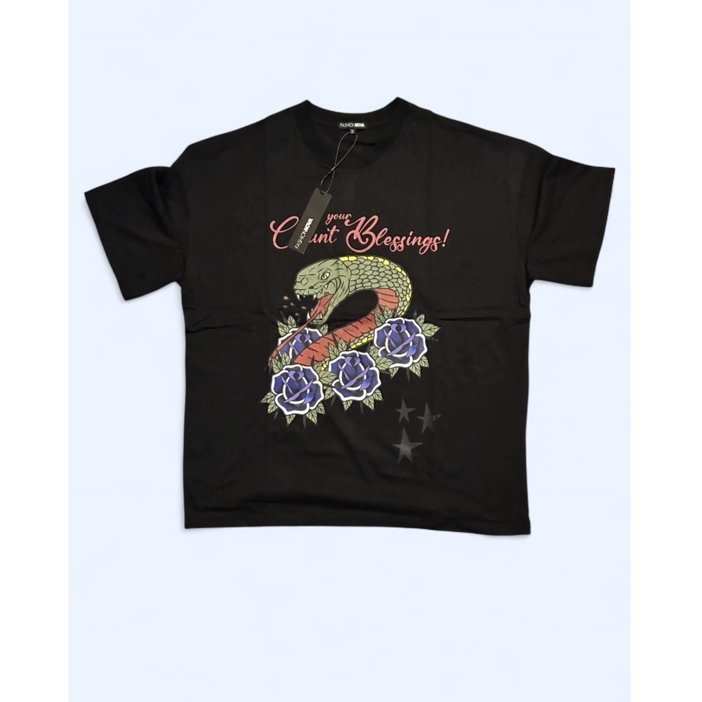 Fashion Nova NWT Count Your Blessings Dragon ๐ Graphic Tee - Size Medium - Picture 4 of 6